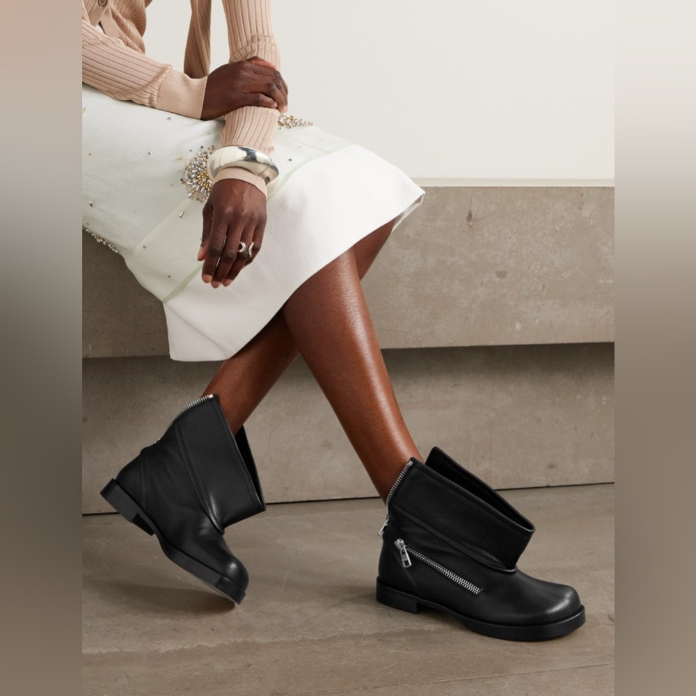 JW ANDERSON Zip-Detailed Biker Leather Ankle Boots IT 37 / US 7 $950 MSRP